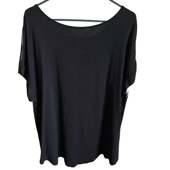 Lane Bryant Sz 22/24 Black Floral Blouse short sleeve - Picture 2 of 4